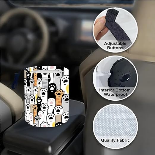 Portable Reusable Waterproof Car Trash Bin, Multipurpose Vehicle Organizer, Road Trip Essentials (Dog paw)