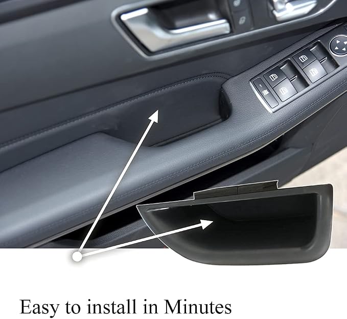 Black Front Row Door Side Storage Box Handle Pocket Armrest Phone Container Fits on Mercedes Benz E Class E350 E400 E500 E63 AMG W212 2010 2011 2012 2013 2014 2015