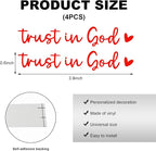 4PCS Trust in God Rearview Mirror Decals, Automotive Vinyl Rear View Mirror Decorative Stickers, Waterproof Trust in God Stickers for Car Truck Laptop, Car Accessories (Red)
