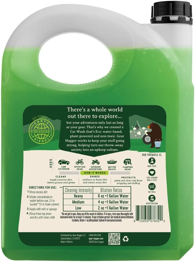 Car Wash Soap Gallon (128 oz, Pack of 1) – Eco-Friendly Car Cleaner, Biodegradable Car Wash with Natural Saponins & Eucalyptus – Safe Car Soap for All Vehicle Surfaces