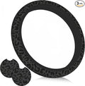 Black Leopard Print Steering Wheel Cover14-15In + 2 Pieces Car Coasters | Anti-Slip Breathable Cheetah Animal Print Car Wheel Cover Accessories for Women,Universal