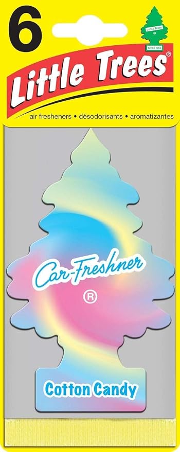 Car Air Freshener | Hanging Paper Tree for Home or Car | Cotton Candy | 6 Pack