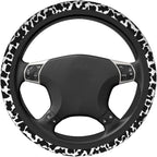 Cow Print Steering Wheel Cover - 15 Inch, Anti-Slip, Breathable Universal Car Steering Wheel Protector - Auto Accessory for Women & Men