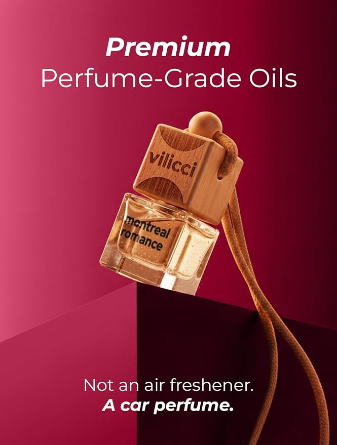 Car Air Freshener | Luxurious Auto Perfume | Premium Hanging Air Freshener | Long Lasting Fragrance for Auto and Home | 1 Bottle of Car Scent (1 Count (Pack of 1), Montreal Romance)
