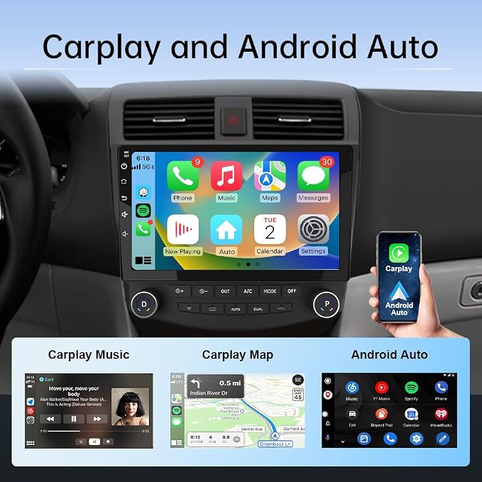 Car Radio Stereo for Honda Accord 7th 2003-2007 with CarPlay