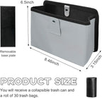 Yourkar Car Trash Can, Foldable Waterproof Leather Car Garbage Organizer Holder, Automotive Mini Dustbin Container with One Roll Trash Bag, Universal Interior Car Accessories (Gray, M)