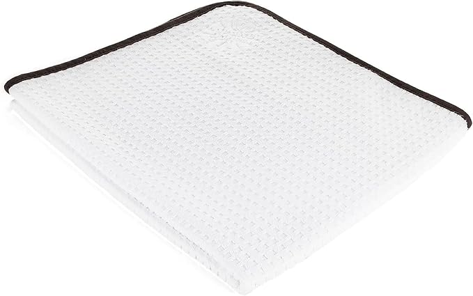 Dry Me A River, Professional Korean 70/30 Blend Microfiber Waffle-Weave Drying & Detailing Towels, Soft Suede Edges, 390 GSM, 26x59 Inches, White, 1-Pack