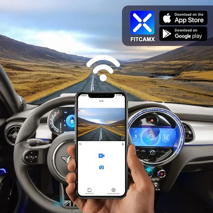 4K Dash Cam Suitable for MINI Cooper Clubman S Countryman (Model B) Convertible Oxford F54/F55/F56/F57/F60, OEM Look, 2160P UHD Video, WiFi & APP, Loop Recording G-Sensor, Plug&Play, 64GB Card