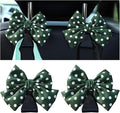 Mandark 2-Piece Car Seat Hooks - Cute Bow Vehicle Hooks for Purses and Bags - Universal Automotive Hanger for SUV, Sedan, Truck (Green/Polka Dot)