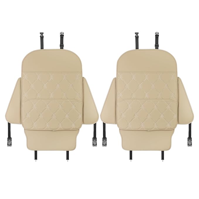 Seat Back Protector w/Dual Pockets,Guards Seats from Kicks & Scuffs | Keeps seat backs looking new for a long time. Easy to install and clean. 2-piece set, size: 30in × 18in × 0.2in