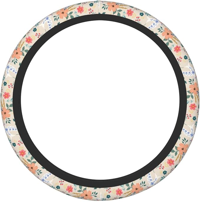 Retro Pigeon Flower Elastic Steering Wheel Cover Non-Slip Breathable Steering Wheel Protector Fit Auto, SUVs, Truck