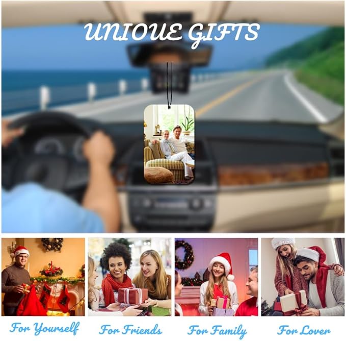 Personalized Photo Car Air Freshener – Custom Double-Sided Print – Fresh Linen Scent – Eco-Friendly, Long-Lasting Fragrance – For Family, Friends, Lovers (Circle-HL)
