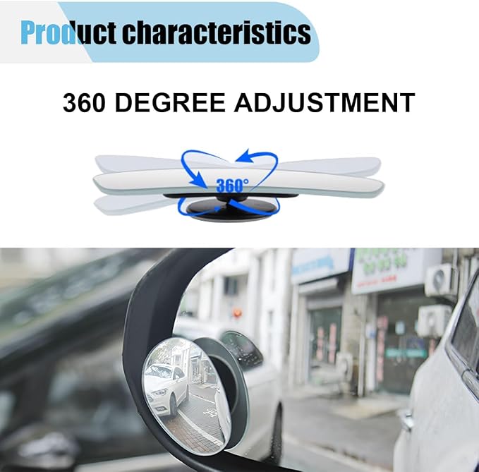 2 PCS Blind Spot Car Mirror, HD Glass Adjustable Car Side Mirror, Frameless Wide-angle Blind Spot Mirror, Universal Convex Rear View Mirror for Cars, SUVs, Trucks and RVs (Ellipse)