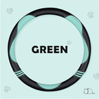 Car Steering Wheel Covers for Women Girl Padded Carbon Fiber PU Leather Cute Cartoon Auto Interior Accessories for Jeep, Truck, Universal, Anti Slip, Green, Large Size, 15.2-16in