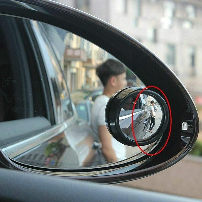 x Blind Spot Mirror, 2'' Black Round HD Glass Convex Rear View Mirror, 360° Rotate Wide Angle, Universal for Car SUVs Truck Motorcycle(2 Pcs)