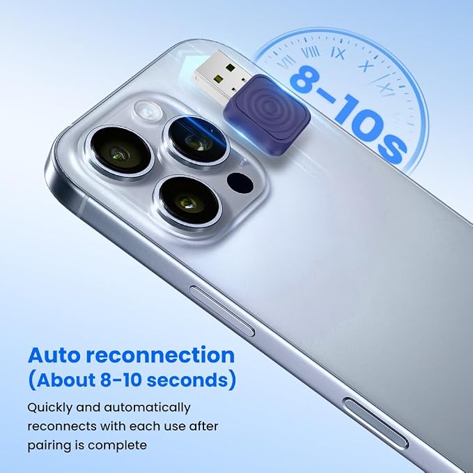 Mini Ultra 2-in-1 Wireless Android Auto for Android 11+ & Wireless CarPlay Adapter for iOS 10+, USB-C/A, Plug & Play, Low Latency, Mini USB Design for OEM Cars, Dark Blue