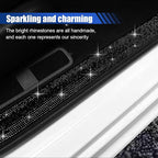 2PCS Bling Rhinestone Car Anti-Collision Adhesive Sticker Strip, Door Sill Strip for Rear Bumper SUV, Threshold Protective Stickers for Women (Black)