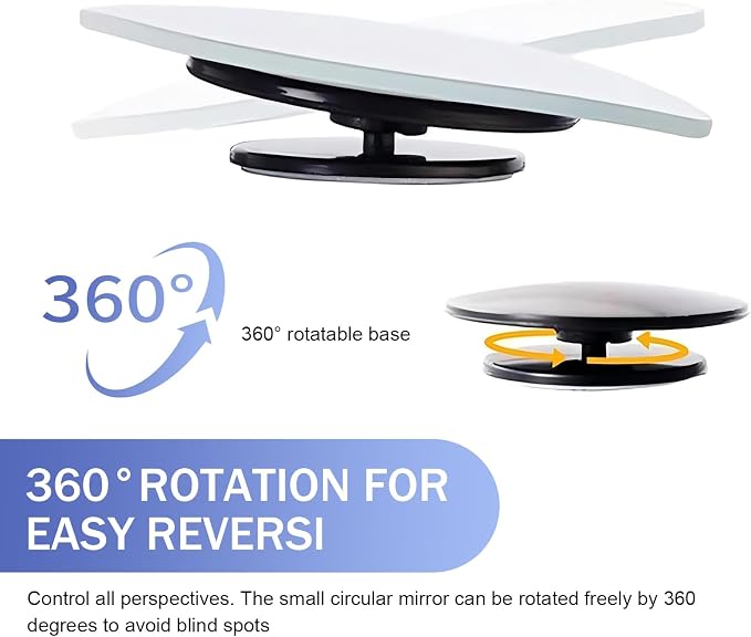 2 PCS Car Blind Spot Mirrors, HD Frameless Glass Blind Spot Side Mirrors, Fan Shaped Rotatable Wide Angle Rearview Looking Glass, Universal Vehicle Reflective Assist Accessories (Sliver)