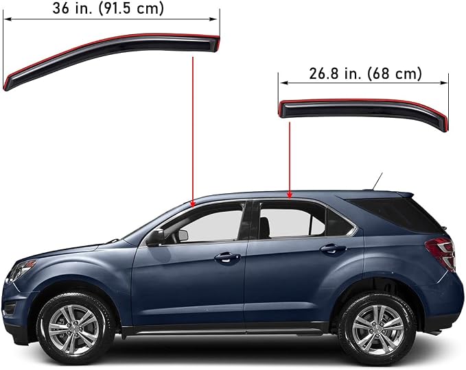 Extra Durable Clip-on in-Channel Auto Vent Window Visor, Fits 2010-2017 Chevrolet Equinox, UV Protection Rain Guard, Original Wind Deflector, No-Drill Easy Install, Dark Smoke, 4-Pcs