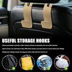 2PCS Car Seat Headrest Hooks, Purse Hook for Car, Automotive Headrest Handbags Holder, Auto Accessories Leather Seatback Organizer Hanger for Hanging Purses Bags Coats (Beige, 2PCS)