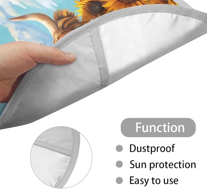 Sunflower Highland Cow Steering Wheel Sun Shade Cover Anti-Heat Steering Wheel Sun Block Cover,Cute Auto Accessories Interior Car Steering Wheel Cover for Women,17 inch Universal Fit