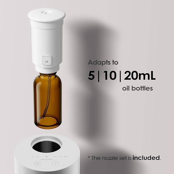 Waterless Diffuser for Essential Oil, Car Diffsuer, Battery Operated Nebulizer, 0.7 Fl Oz/ 20mL, Mini Scent Air Machine, 3 Timers & 3 Mist Levels for Home, Room, Car, Office - AN6 Cooo Gray
