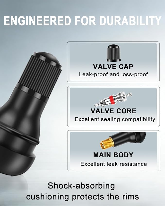 5 Pcs TR412 Rubber Snap-in Tire Valve Stems - Fits Standard 0.453" Rim Hole for Car, Truck, SUV, Trailer Tires