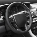 UltraSport Series Steering Wheel Cover-Synthetic Leather Perforated Design & Stitching, All Black Carbon Fiber
