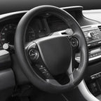 UltraSport Series Steering Wheel Cover-Synthetic Leather Perforated Design & Stitching, All Black Carbon Fiber