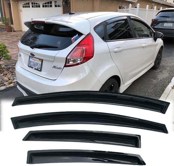 94547 Sunproof Waterproof Side Window Wind Deflector, 4pcs Protective Replacements Rain Guards Set, Window Visor fit for 2009-2019 Ford Fiesta (Only for Hatchback Not for Sedan)