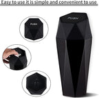 Car Trash Can with Lid, Diamond Design Small Automatic Portable Trash Can, Easy to Clean, Used in Car Home Office Interior Accessories, 2PCS (Black)