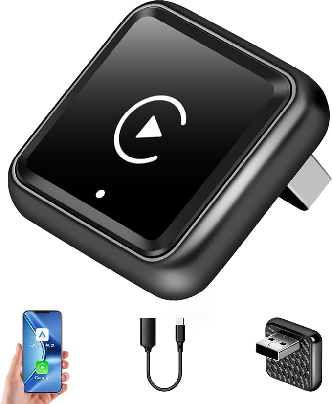 2 in 1 Wireless CarPlay Adapter for iPhone & Android | Wired to Wireless Car Play Adapter, Wireless Android Auto Adapter, USB C, Plug & Play for Factory Wired CarPlay Cars