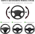 2 PCS Steering Wheel Cover, Segmented Car Wheel Covers with Crystal Rhinestones, Non-Slip Protector Bling Sparkly Decoration for Most Steering Wheels, Car Accessories (Red)