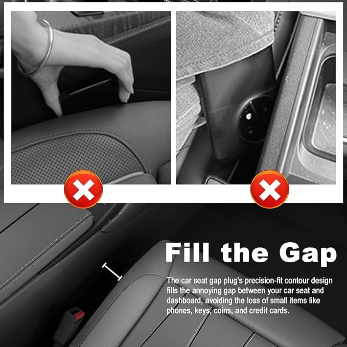 2PCS Car Seat Gap Fillers with Dual Storage Slots,2026 New Car Gap Seat Filler to Stop Items Falling,Universal in Between Cars Seats Catcher as Cars Interior Accessories