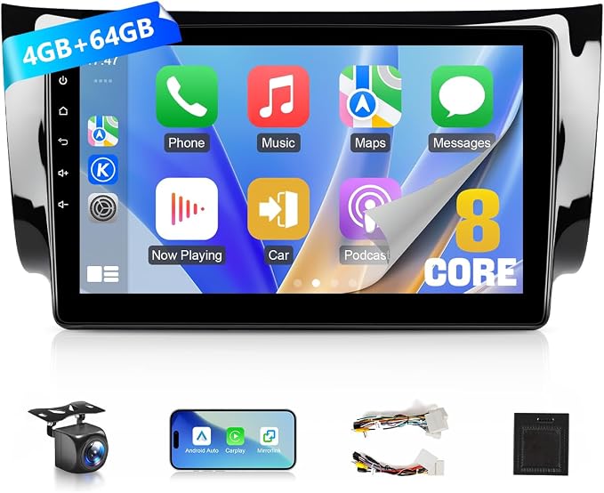 VQU 8Core Car Radio for Nissan Sentra 2013 to 2019 Stereo Apple Carplay Android Auto, 10.1" IPS Touch Screen for Sentra GPS Navi FM RDS DSP BT 5G WiFi SWC Camera, Fit BO.SE & Large Screen, 4G+64G