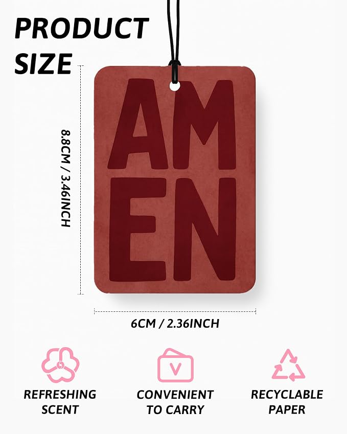 Red and Pink Christian Car Air Freshener 4 Pcs for Women Girls | Girly Religious Car Accessories Mirror Decor, Christian Hanging Air Freshener for Cars Closet Drawer Books