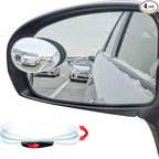 Blind Spot Mirror Oval, HD Glass Frameless Stick on Adjustabe Convex Wide Angle Rear View Blind Spot Car Mirror for Car Blind Spot, Pack of 4