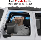 Window Visors Rain Guards for 2020-2025 2026 Jeep Gladiator Accessories, Outside-Mount Tape-On Side Window Wind Deflectors Vent Visors Shades Rainproof Black 4PCS