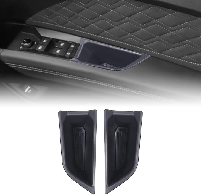 Front Rear Door Side Storage Box Compatible with Audi Q4 E-Tron 2022 2023 2024 2025, 4PCS Car Door Side Armrest Grab Handle Groove Storage Organizer Tray Pocket Slot Mat Insert Accessories