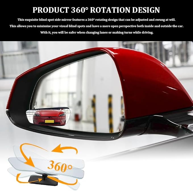 2PCS Blind Spot Convex Car Mirror, Side Mirror Blindspot, Rear View Mirrors with Wide Angle Adjustable Stick, Universal Car Blindspot Mirrors Exterior Accessories for Cars (Strip, 2PCS)