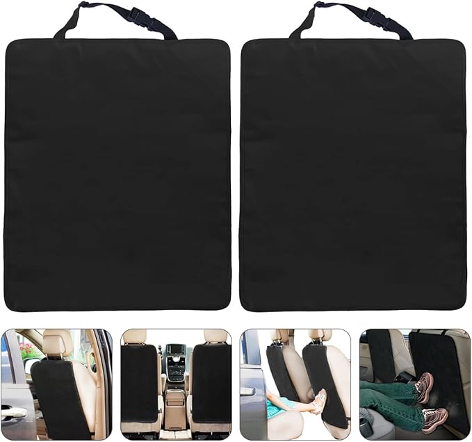 2pcs Auto Rear Seat Anti-kick Pad Car Backseat Protector, Black Sturdy Vehicle Kick Mats with Easy Installation for Family Travel