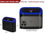 2 Pack Mini Car Trash Can with Lid, Small Car Garbage Can, Cute Leakproof ABS Car Trash Bin, Car Accessories for Interior, Garbage Bin for Car, Home, Office with 120pcs Trash Bags Black/Blue