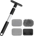 Car Windshield Cleaner Tool, Extendable Handle Rectangular Vehicle Window Cleaner with 3 Washable and Reusable Microfiber Pads, Auto Windscreen Cleaning Tool, Universal Fit