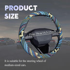 Boho Steering Wheel Cover, Steering Wheel Cover Women, 15 inch Hippie Style Protector Covers, Universal Ethnic Flax Cloth Car Accessories Universal for SUV Van Truck (Hippie-H)