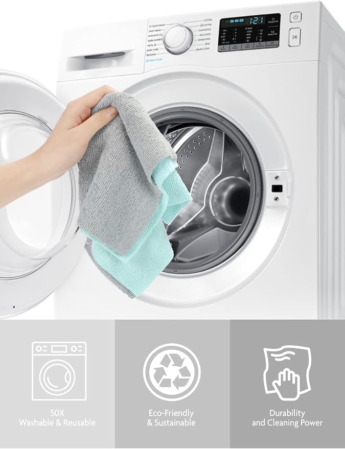 Microfiber Cleaning Cloth Roll -40 Pack, Tear Away Microfiber Towels, 12" x 12", Reusable, Washable, Scratch Free, Ultra Absorbent Dishcloth for All-Around Cleaning Supplies (Blue)