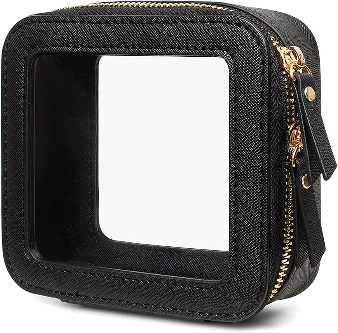 Clear Makeup Bag Small, TSA Approved Portable Toiletry Bag with Zipper Cosmetic Travel Bag Makeup Organizer Case Mini Makeup Pouch for Purse Car Organizer Bag for Women Men