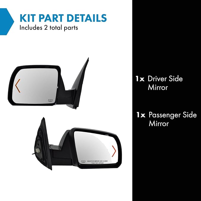 Power Heated Side Mirror Set Left & Right Manual Folding with Turn Signal Compatible with 2007-2013 Toyota Tundra TO1320252 TO1321252