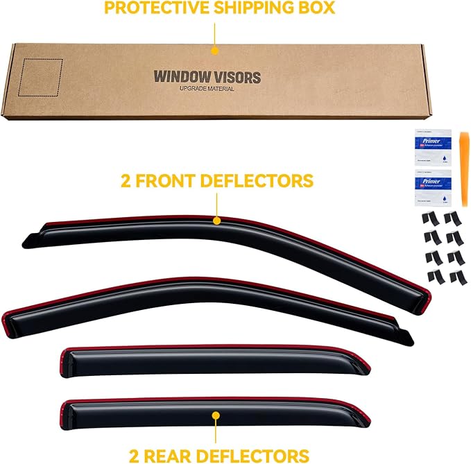 in-Channel Rain Guards for 2009-2018 Dodge Ram 1500 Crew Cab, 2010-2025 Ram 2500 3500 Crew & Mega Cab, 2019-2024 Ram 1500 Classic Crew Cab, Window Visor Shields Vent Deflector Shade Wind Dark Smoke
