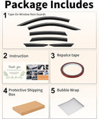 6-PCS Low Profile Window Rain Guards Fit for Honda Accord 2023-2026 Rain Guard Window Deflectors Extra-Thick Side Window Visors Vent Shades Tape-on Vent Visors Car Accessories
