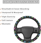 Christmas Steering Wheel Covers Xmas Lights Print Car Steering Wheel Cover Universal Fit Almost Car Non-Slip Steering Wheel Covers Soft Sweat Absorbing Steering Wheel Protector Cover